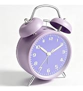 Noubnea Old School Loud Alarm Clock for Heavy Sleepers, 4.5" Metal Battery Operated Alarm Clock w...