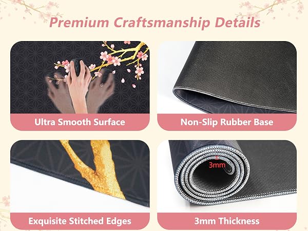 Cherry blossoms non slip desk pad