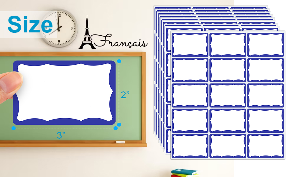 Name Tags, Name Tag Stickers(White with Blue Border)