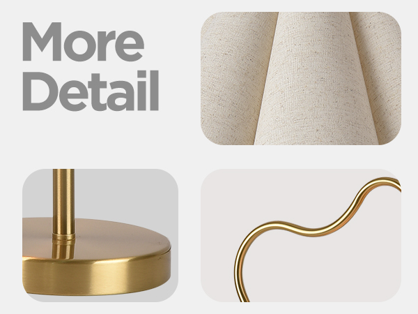 Modern Table Lamps, Nightstand Bedside Lamps with Umbrella Form Linen Lampshade