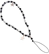 Galepromot Black Five-Pointed Star Pendant Beaded Phone Chain,Romantic Colorful Mobile Phone Stra...