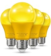 L LOHAS LED 40W Equivalent A19 Amber Porch Light Bulbs, 6W Dusk to Dawn | Dusk to Dawn Sensor Yel...