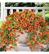 ZFProcess Artificial Hanging Flowers Plants for Outdoor Fall Decoration, 2PCS Faux Silk Daisy UV ...