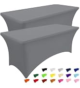 Smiry 2 Pack Spandex Table Cloth 6FT, Elastic Fitted Stretch Tablecloths for Rectangle Tables, Wa...