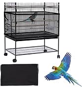 Daoeny Large Bird Cage Cover, Bird Cage Seed Catcher, Adjustable Soft Airy Nylon Mesh Net, Birdca...