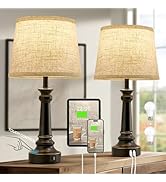 EJIAXIN Touch Lamps for Nightstand Set of 2 - Black Table Lamp for Bedroom 3 Way Dimmable Bedside...