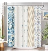 AmazerBath Shower Curtain, 72"x72" Washable Cloth Spring Blue Blossom Serenity Shower Curtain Set...