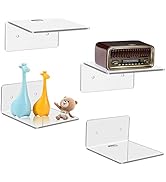 Bolidery 4 Pack Small Wall Shelf, 4'' Acrylic Wall Shelves Display Ledges for Storage & Decoratio...