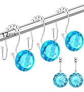 12PCS Shower Curtain Hooks Rings for Bathroom, Double Hooks Glide Anti Rust Crystal Rhinestones S...