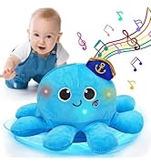 Tsomtto Baby Toys 6-12 Months Musical Plush Octopus Crawling Walking Toys Light up Voice Control ...