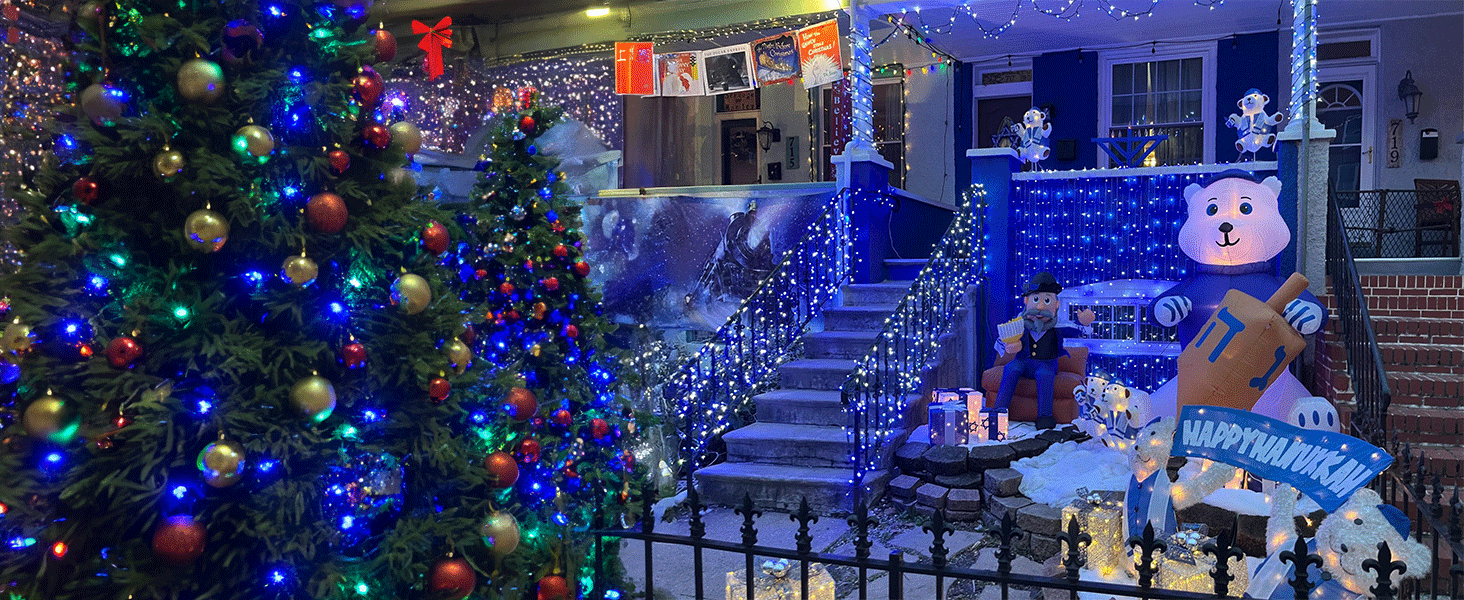 blue and white christmas lights