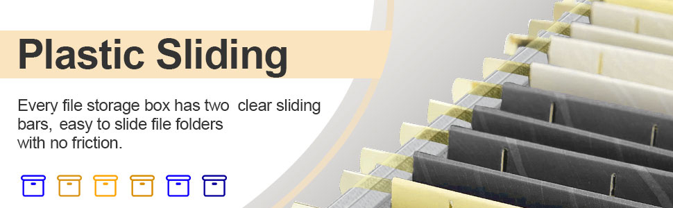 Collapsible Linen Hanging Filing Storage Boxes with Plastic Slide