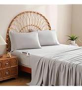 JSD Light Grey Full Sheet Set with Side Pocket Corner Straps, 4 Piece Soft Microfiber Bed Sheets ...