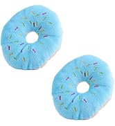 Calsgkspray 2Pcs Blue Donut Shape Plush,Pet Toy,Lovely Donut Shaped Squeaky Squeaking Sound Toy f...