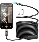 Anykit Dual Lens Endoscope With Adjustable Lights, Type C Borescope for Sewer, IP67 Waterproof Se...