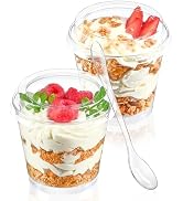 TOFLEN 6 oz Mini Dessert Cups with Lids and Spoons 150 Pcs | Serves 50 | Small Plastic Cake Cups ...