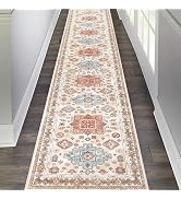 Pauwer Runner Rug 2x10 Non-Slip Washable Low-Pile Accent Rug, Vintage Distressed Throw Carpet, Ha...