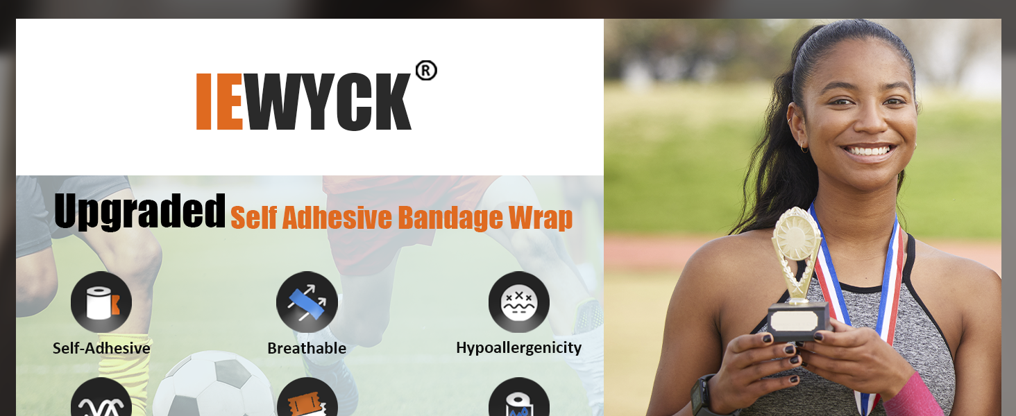 Upgraded 9-Pack Self Adhesive Bandage Wrap