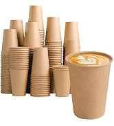 BYSNOW 300 Pack 12 oz Paper Coffee Cups, Disposable Kraft Coffee Cups, Hot/Cold Drinking Cup for ...