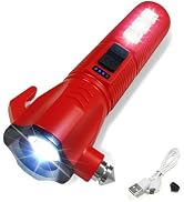 GEEBONFLUGENS Red Emergency Car Flashlight - 2000 Lumen Dual Light 4-Level Battery Indicator Wind...