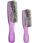 Giorgio GION1-2PP Neon Purple Set of 2 Gentle Touch Detangler Hair Brush for Men and Women. Soft ...