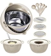 4-1 Colander with Bowl Set - Colander Bowl with Measuring Spoons - Fruit Strainer Bowl, Colanders...