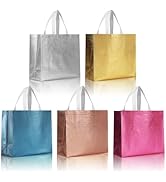 cabzymx 15 Pcs Multicolor Reusable Gift Bags Bulk with 5 Colors, 12.6x4.7x11 In Large Holiday Par...