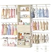 Besiost Closet System - 4.75-8FT Closet Organizer System with Wooden Drawers & Cube Storage Organ...