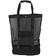 Mumusuki Large Beach Tote Bag, Two in One Black Removable Mesh Beach Bag Oversized Beach Pool Bag...