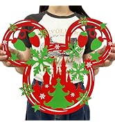 Christmas Decorations Christmas Hanging Wooden Sign | Red and Green Mouse Sign for Front Door Xma...