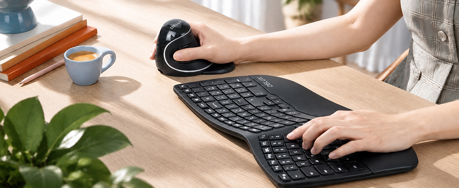 DELUX Wireless Ergonomic Vertical Mouse,Ergo Mouse for Large Hands (M618PD)