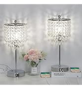 Boncoo Crystal Table Lamp Set of 2 Touch Control, Crystal Lamps with USB Ports Elegant Shade Beds...