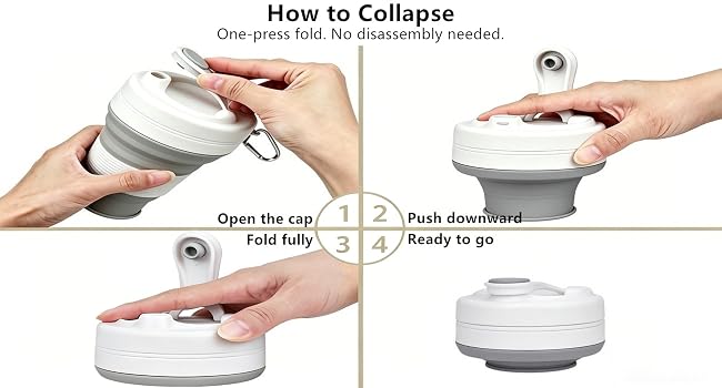 Collapsible Travel Cup, Silicone Coffee Cup with Lid