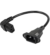 CERRXIAN 0.3m Down Angle C13 to C14 Panel Mount Power Cable, 90 Degree IEC 320 C13 Female to C14 ...