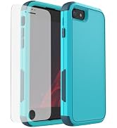 X-belmox Heavy Duty Phone Case for iPhone SE 2022 (3rd Gen) with Glass Screen Protector, 3 in 1 i...