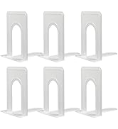 HappyHapi Book Ends Metal Bookends for Shelves, Non-Skid Book End to Hold Books Heavy, 3 Pair Boo...