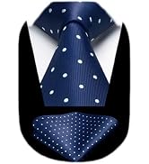 HISDERN Polka Dot Ties for Men Classic Silk Ties and Pocket Square Formal Business Necktie Handke...