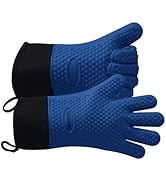 GEEKHOM BBQ Gloves Heat Resistant Oven Mitts - Silicone Grilling Gloves with 13.7" Arm Protection...