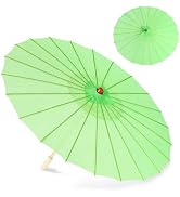 Bestage 33" White Rainproof Decoration Dance Handmade Oiled Paper Parasol Silk Cloth Umbrella Chi...