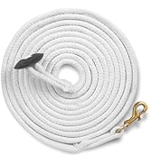 Jeffers Equine 25' Braided Cotton Lunge Line – Soft & Durable Training Rope with Heavy Duty Swive...