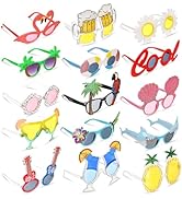 Pumtus 15 Pairs Luau Party Sunglasses, Plastic Novelty Funny Hawaiian Glasses, Tropical Fancy Dre...