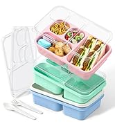 Large Capacity Bento Box for Adults, 4-Piece Set – Stackable Lunch Box with 4 Compartments, Micro...