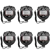 PULIVIA 6 Pack Digital Stopwatch Sports Timer for Coaches, Clock Alarm Calendar Simple Stop Watch...