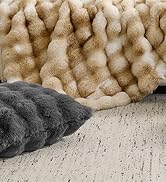 BEDELITE Faux Fur Throw Blanket, Soft Cozy Plush Dark Grey Bubble Blanket for Couch Sofa Bedroom ...