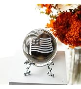 ZEERSHEE 2.3in 3D USA Flag Crystal Ball with Stand American Flag for Military Men Souvenirs Home ...