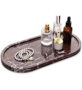 Oval Marble Bathroom Vanity Tray, Natural Luxury Marble Home Kitchen Bathroom Table Tray, Stone D...