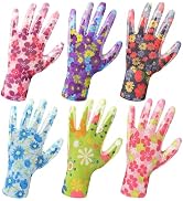 Nimalpal 6 Pairs Gardening Gloves for Women - Breathable Rubber Coated Garden Gloves, Multi-purpo...