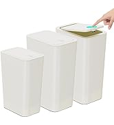 NetDot Bathroom Trash Can with Lid 3 Pack Set, 2 Packs 3.4Gal 13L Slim Kitchen Trash Can and 1 Pa...