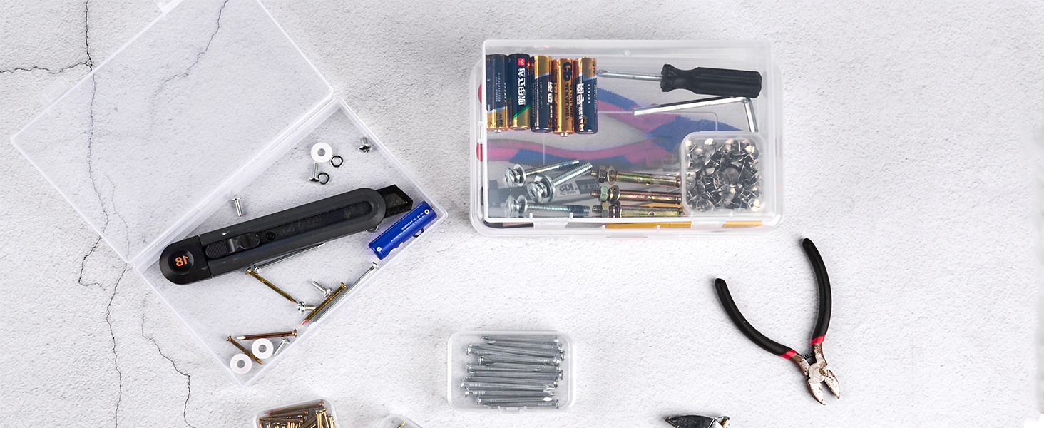 small plastic boxes with hinged lids