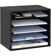 SUPEASY Wood Desk Organizer, 5 Tier Paper File Organizer for Desk, Wooden Desktop Organizer, Pape...